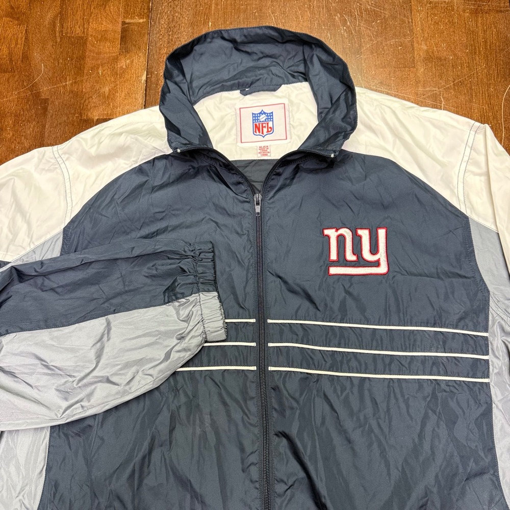 NFL Windbreaker Jacket Mens XL Navy Blue NY‎ Giants G-III Colorblock Full Zip